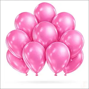 SüSLe Bebek ve Parti Metalik Parlak Balon, 30 Cm X 10 Adet - Pembe