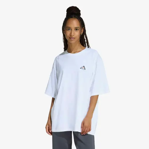 adidas Soft Side Oversized Grafik Kadın Beyaz Antrenman T-Shirt