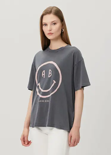 Wagner Smiley Gri Baskılı T-shirt