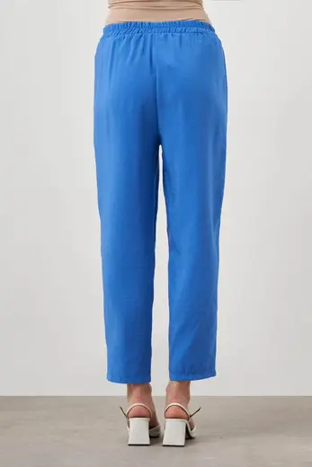 Mizalle Beli Lastikli Rahat Kesim Mavi Yazlık Pantolon