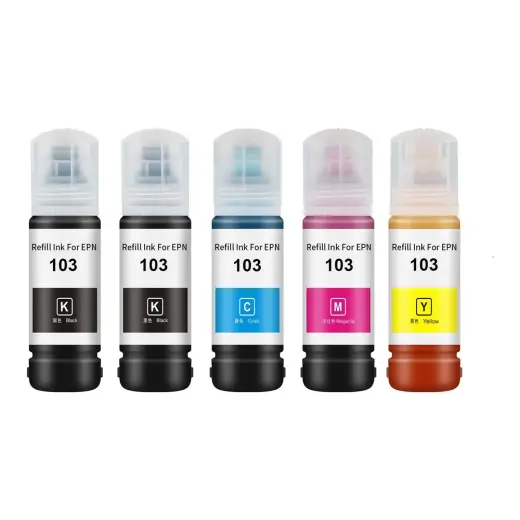 Ecotank L3211,L3250,L3251 103 4 Renk Muadil Muadil Mürekkep Seti + 1 Siyah