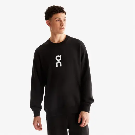 On Running Club Crew Erkek Siyah Koşu Sweatshirt