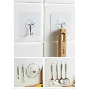 Optana Kendinden Yapışkanlı Şeffaf Askı 5 Li Set Banyo Mutfak Askısı
