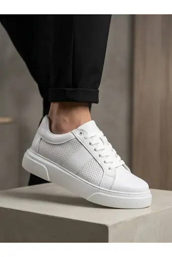 Beyaz Bağcıklı Erkek Sneaker