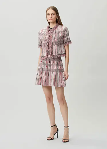 Kırmızı Mini Tweed Elbise