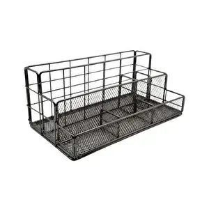Temel Nikel Metal Mesh Masaüstü Organizer Çok Bölmeli 27x14x11 Cm 9515b