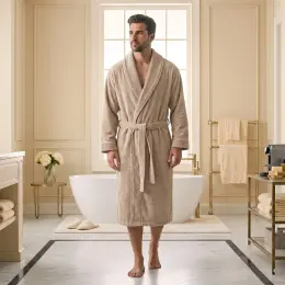 Solıd Bambu Unısex Bornoz Kum Taşı 6