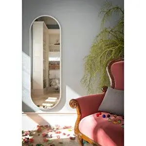 Nysamo 120 Cm Beyaz Oval Duvar Salon Antre Hol Koridor Mutfak Banyo Ofis Aynası
