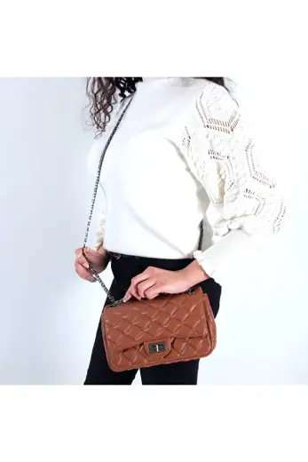 NAS 995 BAYAN ÇAPRAZ ÇANTA KADIN CAPİTONE ÇANTA TABA