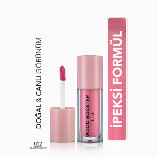 Flormar Mood Booster Yoğun Renk Veren Doğal Işıltılı Allık 002 Immortal Flower