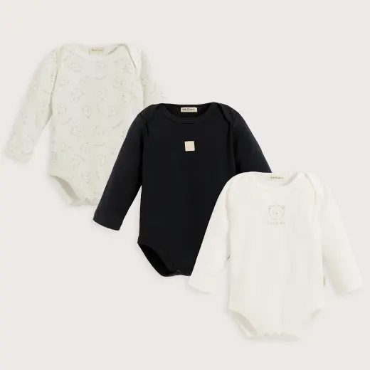 Cool Bear 3'lü Body Set Ekru/Lacivert
