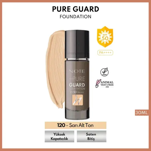 Note Pure Guard Foundation Fondöten 120 Sarı Alt Ton