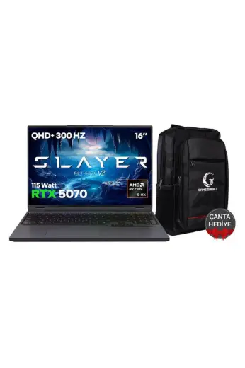 Game Garaj Slayer R9T-5070 V2 C1 AMD Ryzen 9 8945HX 32 GB RAM 1 TB SSD RTX5070 16" 300Hz QHD+ IPS FreeDOS Oyuncu Laptop