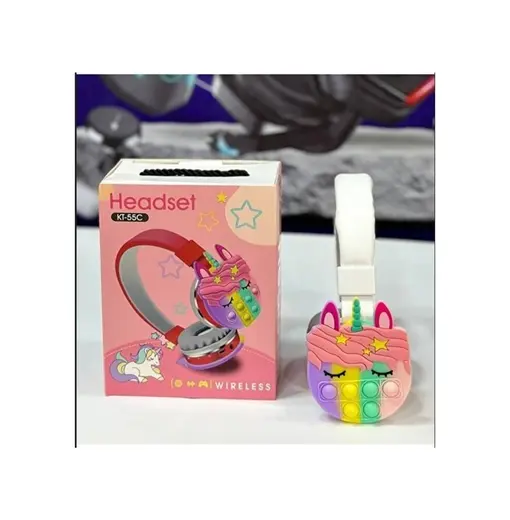 Kt-55c Unicorn Popit Kablosuz Kulaklık Şarjlı Kulaküstü Bluetooth Kulaklığı Mikrofonlu Hafıza Kartı Girişli Sevimli Kulaklık