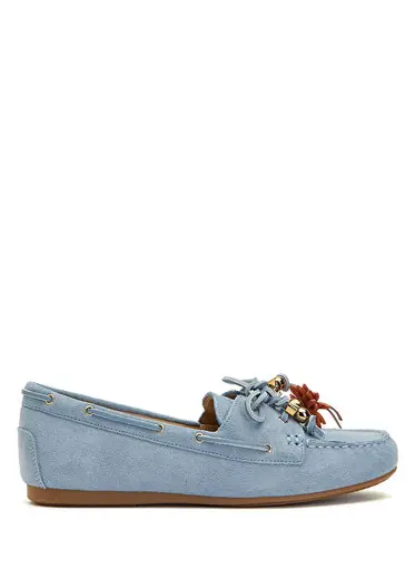 Açık Mavi Kadın Deri Loafer