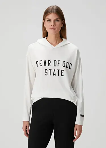 Beyaz Kapüşonlu Sweatshirt
