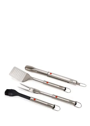 GrillOut Paslanmaz Çelik Taşıma Çantalı 4'lü Barbekü Aksesuar Seti