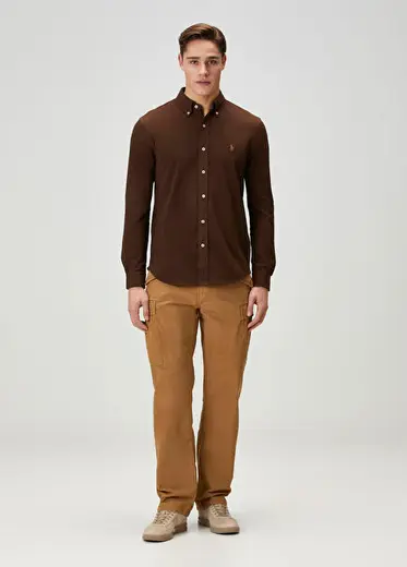 Classic Fit Kum Kanvas Kargo Pantolon