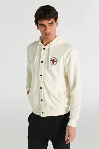 JANIS FERMUARLI HOODIE Ekru Erkek Hoodıe