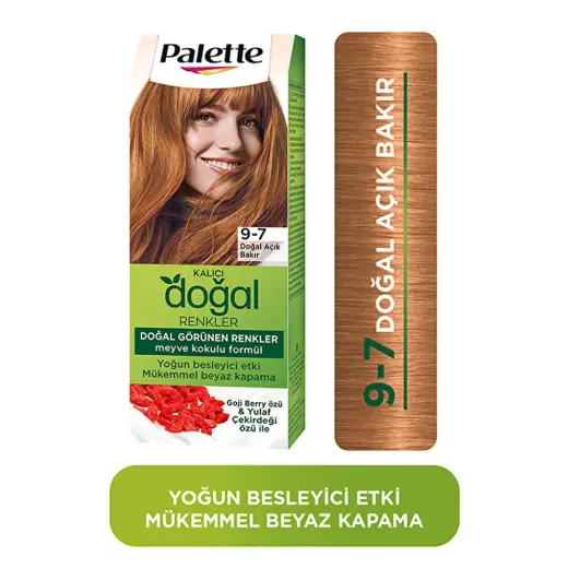Palette Kalıcı Doğal Renkler Saç Boyası 9-7 Doğal Açık Bakır