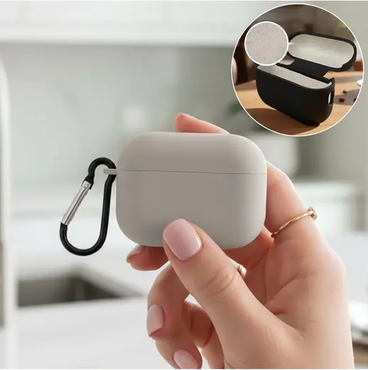 CaseOnn Kılıf Askı Aparatlı Lansman Gri Gri Apple AirPods Pro 3 ile uyumlu