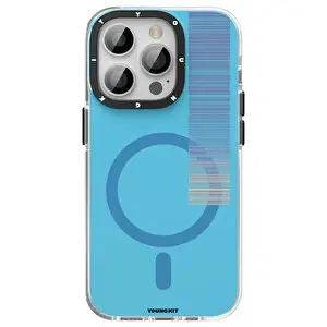 Youngkit C001 iPhone 14 Pro Max Sert Silikon Mavi Kılıf
