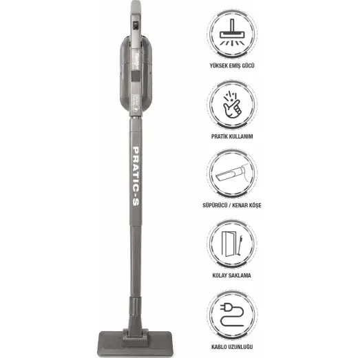 Fantom P1200 Pratic-s Toz Torbasız Elektrikli Dikey Süpürge Antrasit