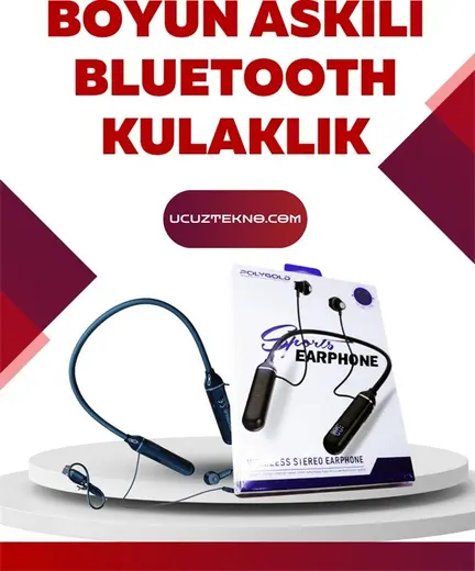 Polygold - 458 - Pg-100 Bluetooth Kulaklık Ergonomik Boyun Bantlı Tasarım, Net Ses - Csmo-tex - Ve Konfor
