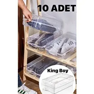 Bayev 10 Adet Erkek Ayakkabı Saklama Kutusu - Şeffaf Ayakkabı Kabı Seyahat Için Uygundur