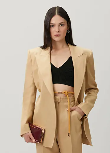 Camel Keten Blazer