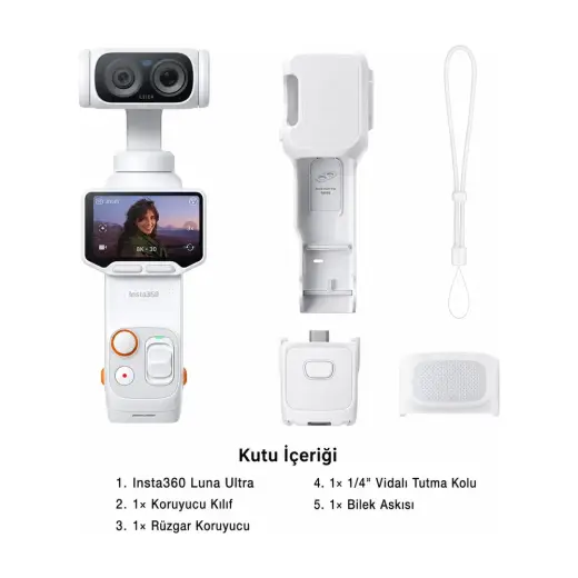 INSTA360 Luna Ultra Standart Bundle 8k Çift Lensli Gimbal Beyaz Aksiyon Kamerası
