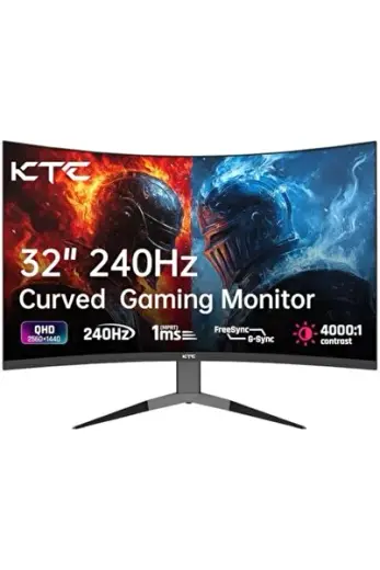 32 inç monitör Kavisli 1000R, 2K WQHD (2560x1440p) 240 Hz oyun monitörü, 1 ms, Adaptive Sync, %122 sRGB, 4000:1 kontrast, 2 x DP 1.4 (240 Hz), 2 x HDMI 2.0 (144 Hz), eğim ve VESA desteği