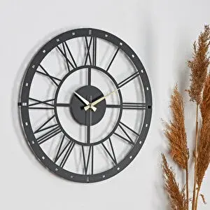Muyika Muyi̇ka Romano Metal Siyah Sessiz Mekanizma Duvar Saati 50x50cm Mds-50