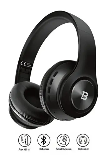 Kablosuz Kulaküstü Bluetooth Kulaklık Stereo-Mikrofon-aux HK-036