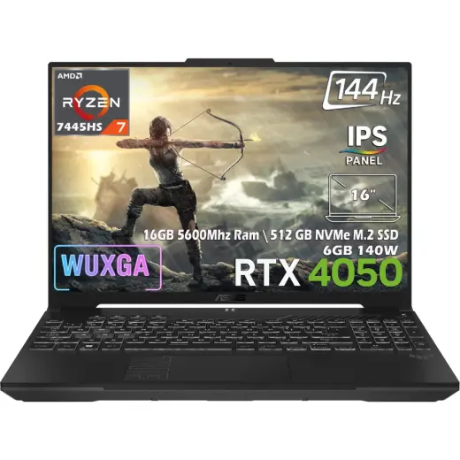 Asus TUF Gaming A16 FA607NUG-RL125-Gaming AMD Ryzen 7 7445HS 16 GB 512 GB SSD RTX 4050 6 GB 16" FHD+