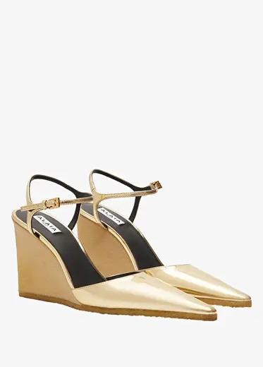 Wedge Gold Deri Topuklu Ayakkabı
