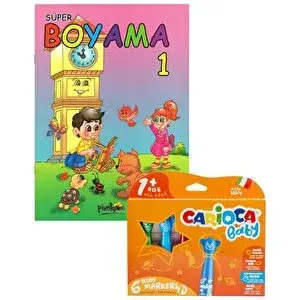 Carioca Süper Jumbo Teddy Keçeli Kalem 6 Renk - Boyama Kitabı Set