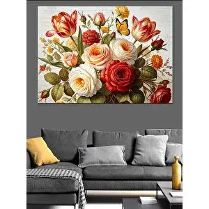 Tablomega Vazoda Beyaz Ve Pembe Çiçekler Dekoratif Kanvas - Mdf Ahşap Tablo 50x70 cm