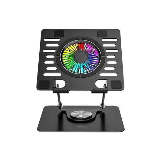 Addison AD-RC36 Steely 360 Derece Dönebilen Fanlı RGB Işıklı Ayarlanabilir Siyah Metal Laptop Stand
