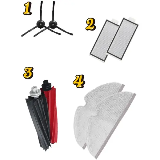 Özbience Q8 Max ve Q5 Pro Uyumlu 4'lü Yedek Parça Seti: Fırça, Hepa Filtre, Yan Fırça, Mop