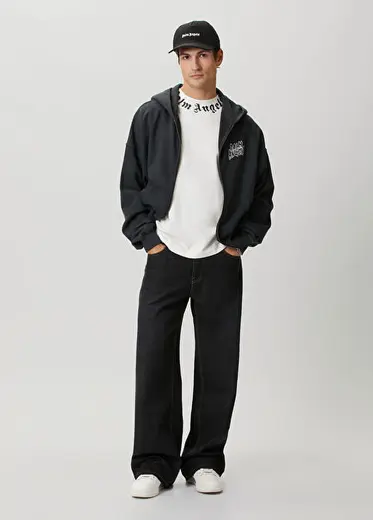 Koyu Gri Kapüşonlu Sweatshirt