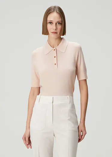 Pembe Yün Polo Triko