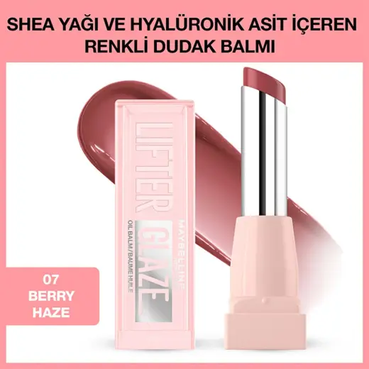 Maybelline New York Lifter Glaze Shea Yağı ve Hyalüronik Asit İçeren Renkli Dudak Balmı 07 Berry Haze