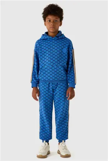 B&G Erkek Çocuk Jakar Desenli Kapüşonlu Desenli Sweatshirt