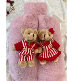 Sevgili Hediye İçin Sıcak Su Torbası Pudra Pembe Peluş Ayak Isıtıcı Oyuncaklı 2 Litre 3