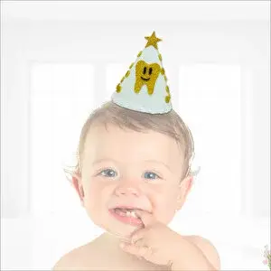 SüSLe Bebek ve Parti İlk Diş Simli Eva Külah Şapka - Beyaz