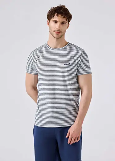 Lacivert Çizgili Kısa Kollu Erkek T-shirt 6SM5021-NV