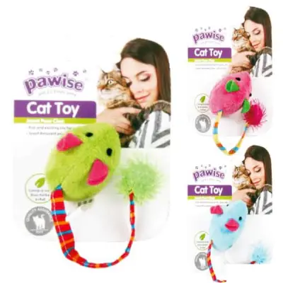 Pawise Peluş Uzun Kuyruklu Fare Kedi Oyuncağı (Karışık Renkli)