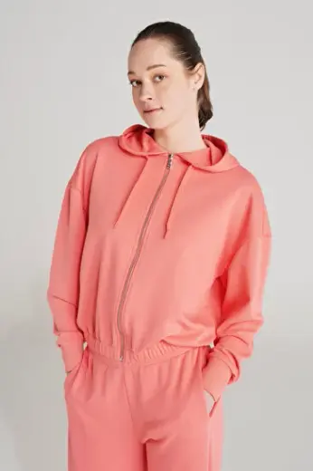MONEGRAS FERMUARLI HOODIE Pembe Fermuarlı Hoodie