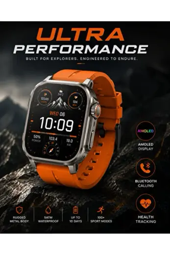 Ultra AMOLED Akıllı Saat 5ATM Bluetooth Görüşme Outdoor Smart Watch